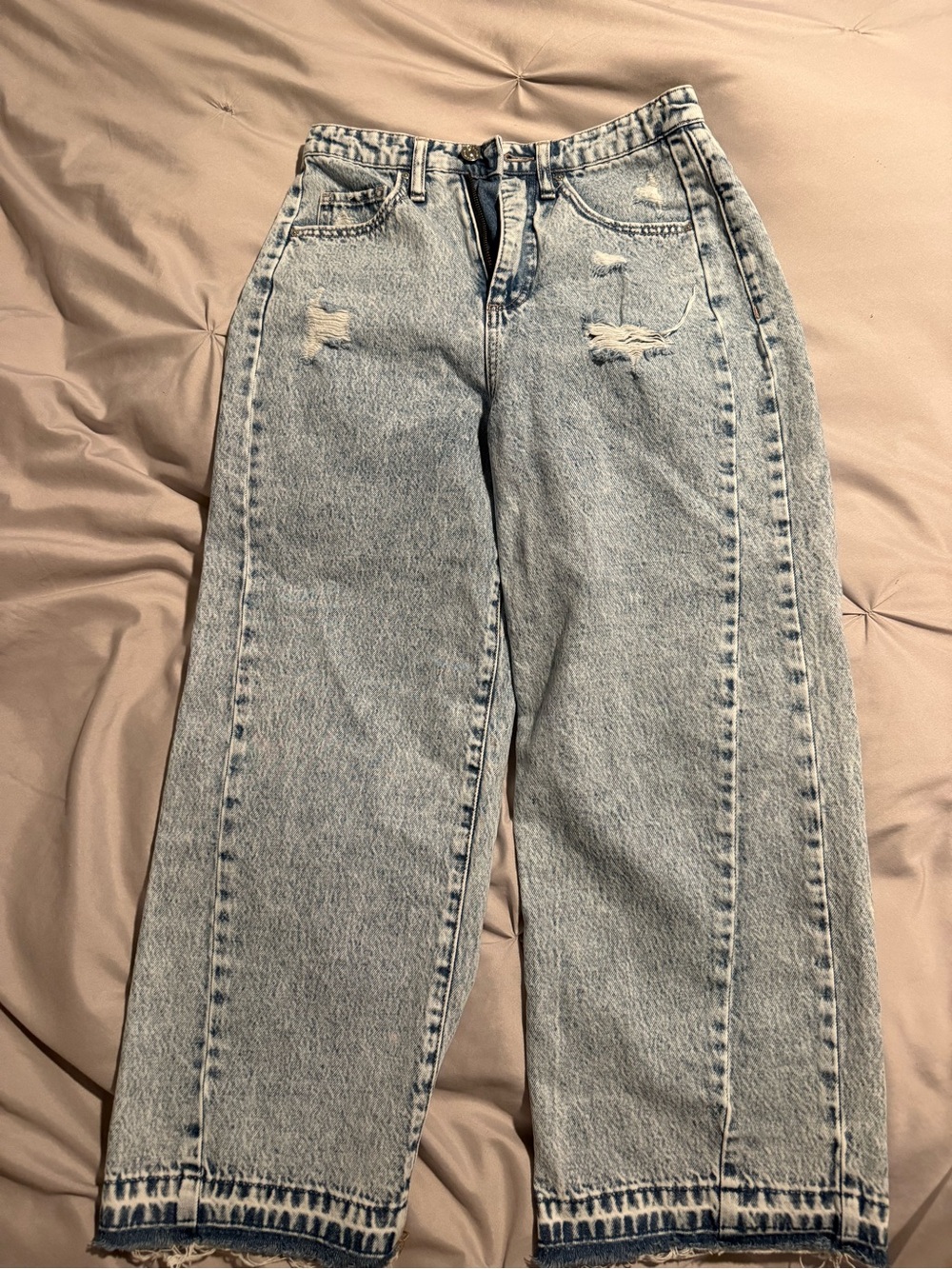 Light Blue Distressed Boyfriend Jeans for Women